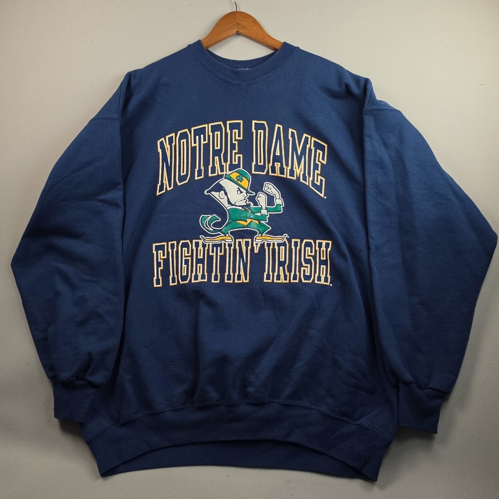 Vintage Champion Notre Dame Fighting Irish Sweatshirt Men 2XL Navy Blue Crewneck - Picture 2 of 10